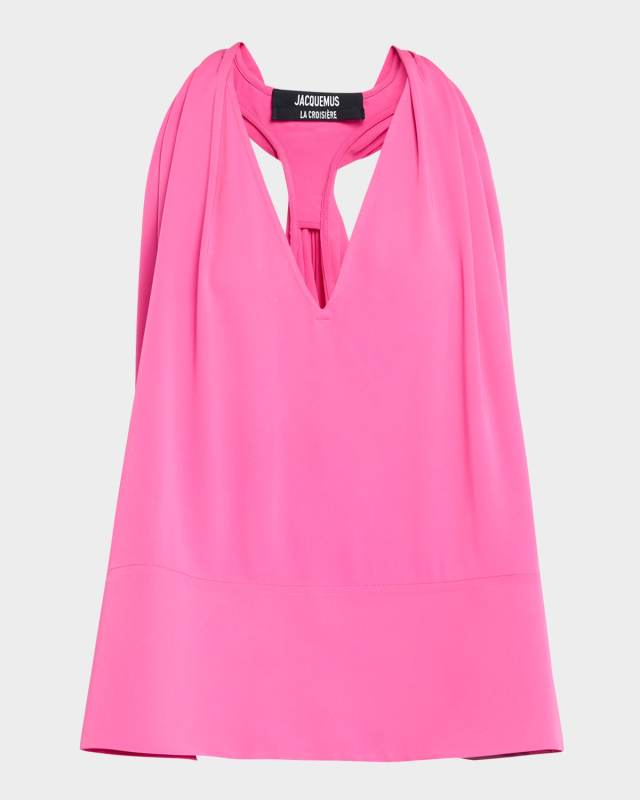 Le Norma V-Neck Gathered Tank Top